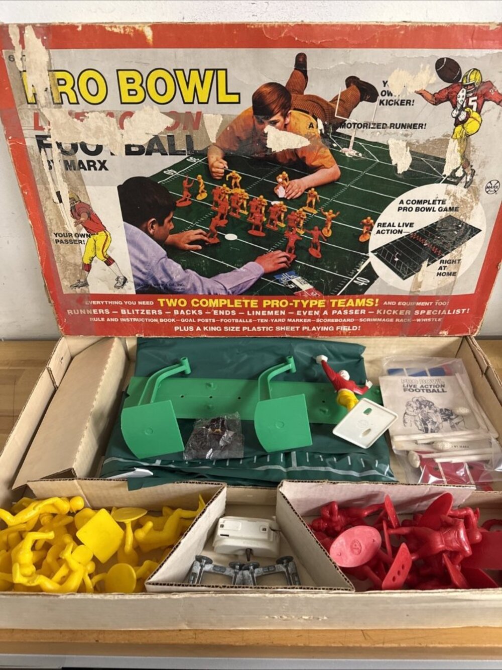 Vintage Marx Pro Bowl Live Action Football Game - COMPLETE- With Original Box